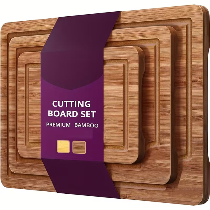 3-Piece Bamboo Cutting Board Set | Sustainable Wooden Cutting Boards in 3 Sizes