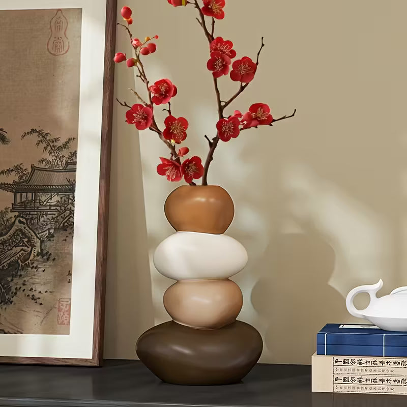 ZenStone™ Hand-Painted Resin Vase | Soothing Stone Decoration