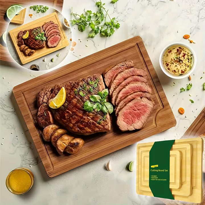 3-Piece Bamboo Cutting Board Set | Sustainable Wooden Cutting Boards in 3 Sizes