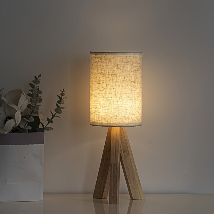 Luna Lamp | Fabric Shade Table Lamp with Solid Wood Base