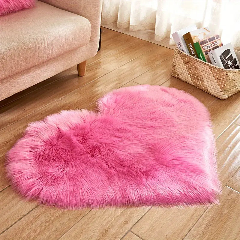 Heart-shaped plush rug | Soft &amp; washable | Available in 3 sizes