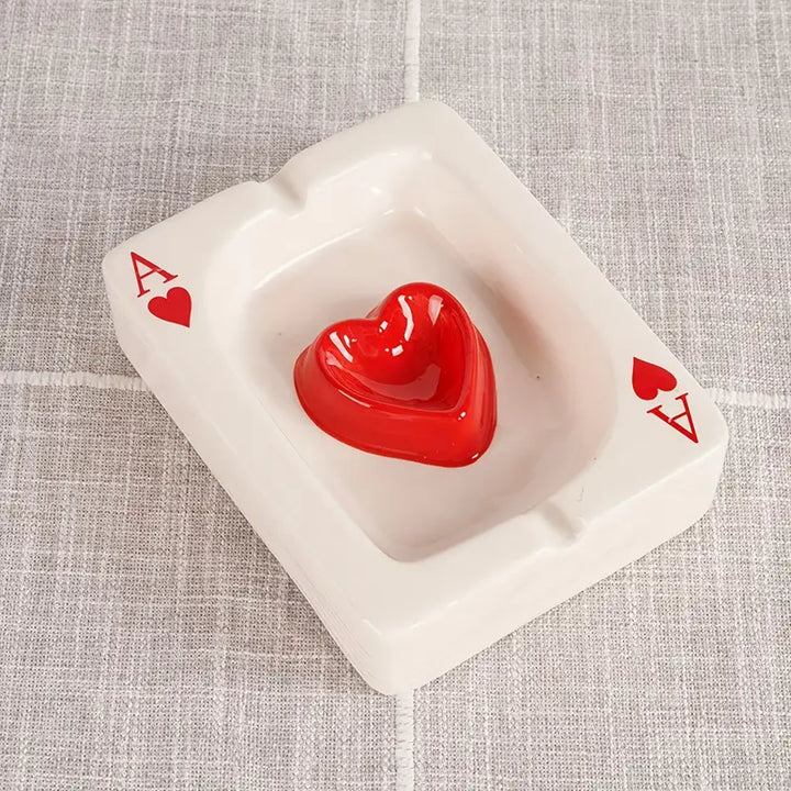 Keramische Asbak | Elegant Spelkaart Design | Hittebestendig