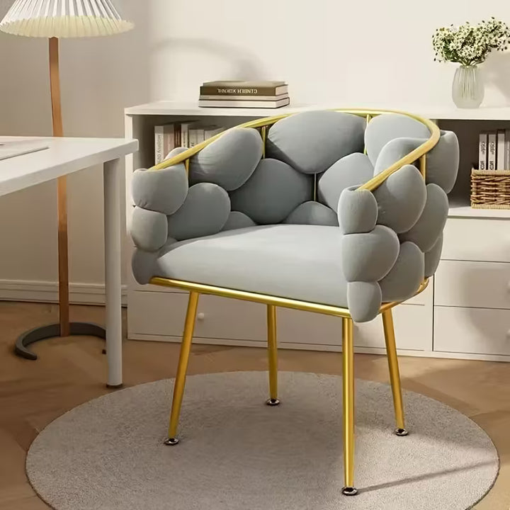 Luxurious Modern Accent Chair | Velvet Lounge Chair with Gold Frame