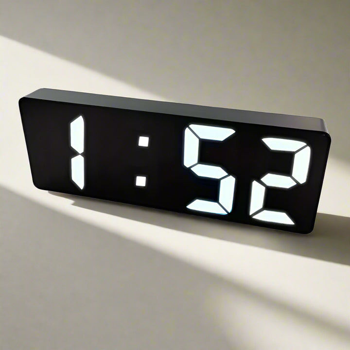 Modern Digital LED Clock with Temperature Display | Dimmable &amp; 12/24-Hour Display