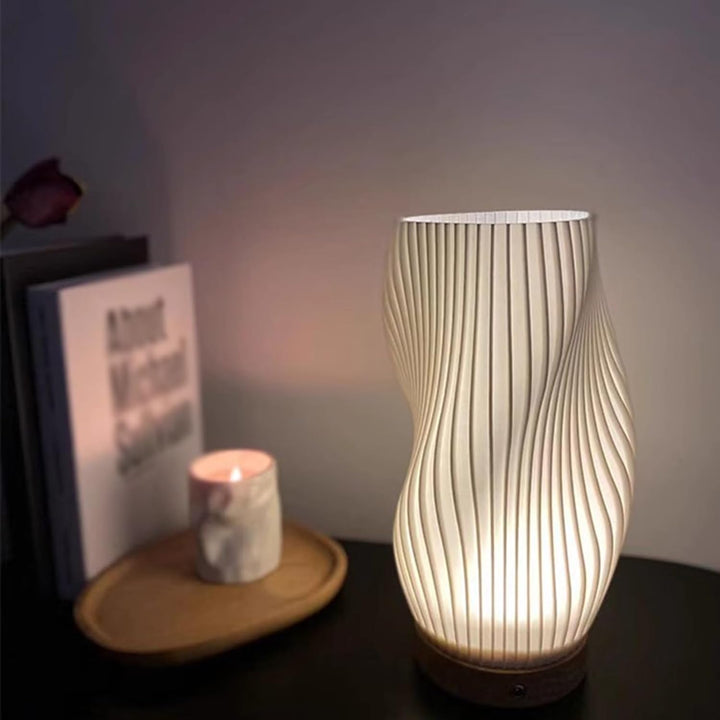 Serene Wavecrest Lamp | Modern Wave-Shaped Table Lamp | Dimmable LED &amp; USB Connection