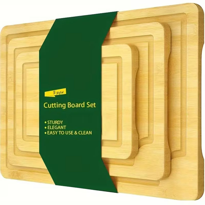 3-Piece Bamboo Cutting Board Set | Sustainable Wooden Cutting Boards in 3 Sizes