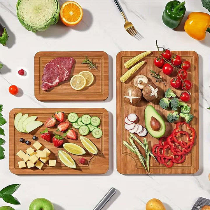 3-Piece Bamboo Cutting Board Set | Sustainable Wooden Cutting Boards in 3 Sizes