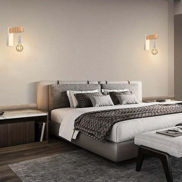 Modern Wall Lamp with Wood Finish | Retro-Industrial Design