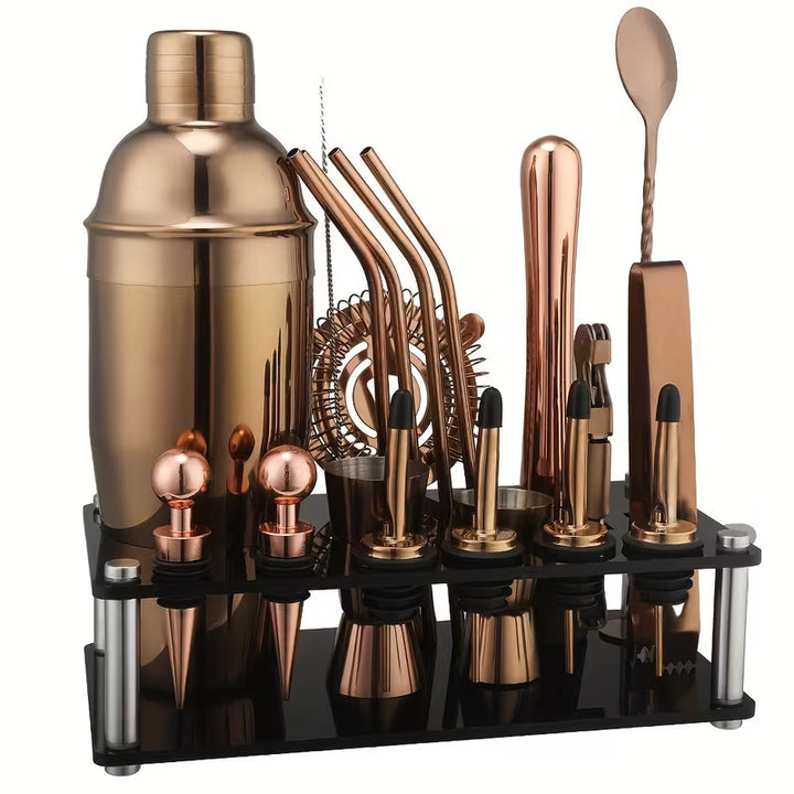ProMix™ 20-Piece Cocktail Shaker Set | Stainless Steel Set with Stand &amp; 750ml Shaker