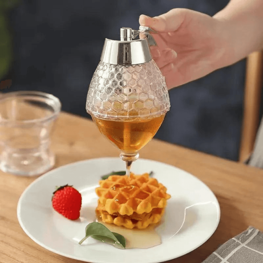 HoneySaver | Honey Dispenser Kettle with No-Drip Technology | Transparent &amp; Elegant Design