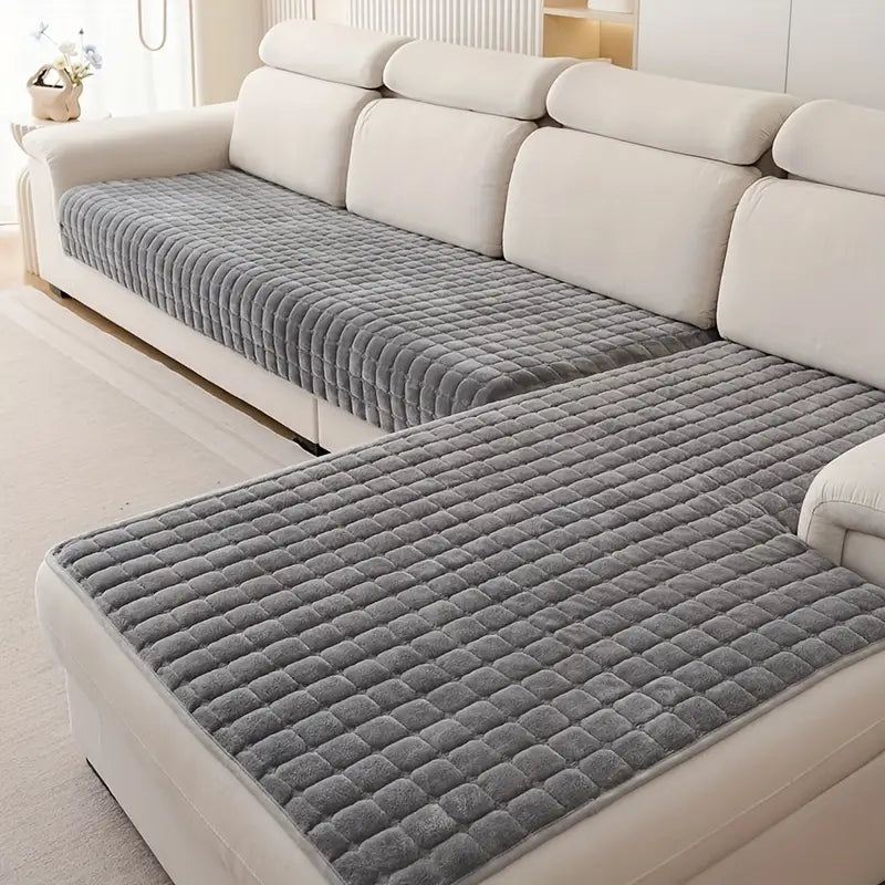 2-Piece Elegant Quilted Flannel Sofa Covers | Durable &amp; Soft