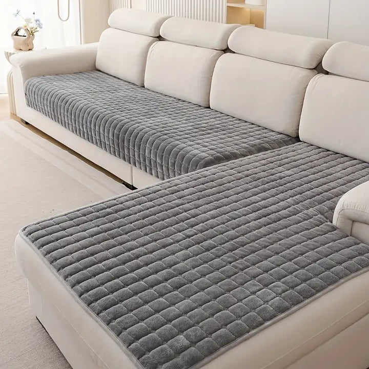 2-Piece Elegant Quilted Flannel Sofa Covers | Durable &amp; Soft