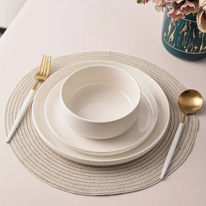 12-Piece Dinner Set | White Porcelain Dinnerware Set for 4 People | Plates and Dishes
