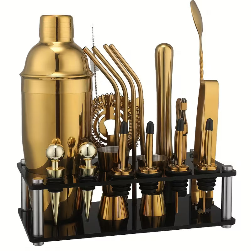 ProMix™ 20-Piece Cocktail Shaker Set | Stainless Steel Set with Stand &amp; 750ml Shaker