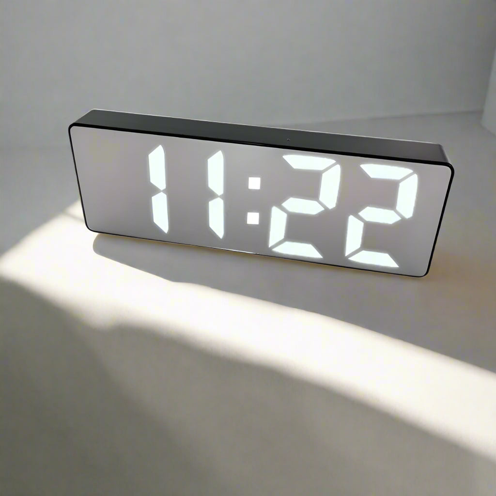 Modern Digital LED Clock with Temperature Display | Dimmable &amp; 12/24-Hour Display