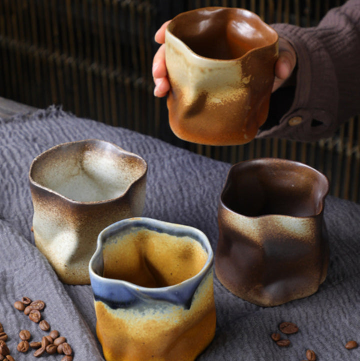 Twisted Ceramic Mug – Handmade Retro Cup (280ml)