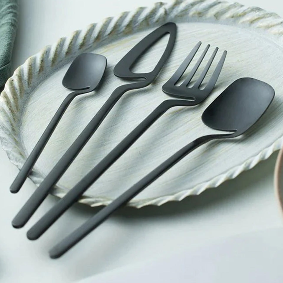 Milano Cutlery Set | Modern Stainless Steel Cutlery in Gold, Silver, or Black (4, 16, or 32-piece)