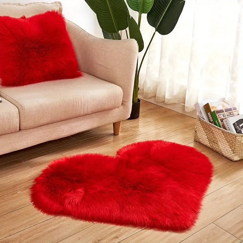 Heart-shaped plush rug | Soft &amp; washable | Available in 3 sizes