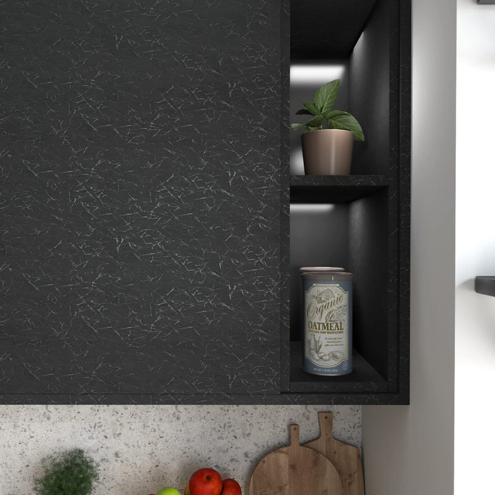 Nero Graffiato | Self-adhesive PVC Wallpaper Black