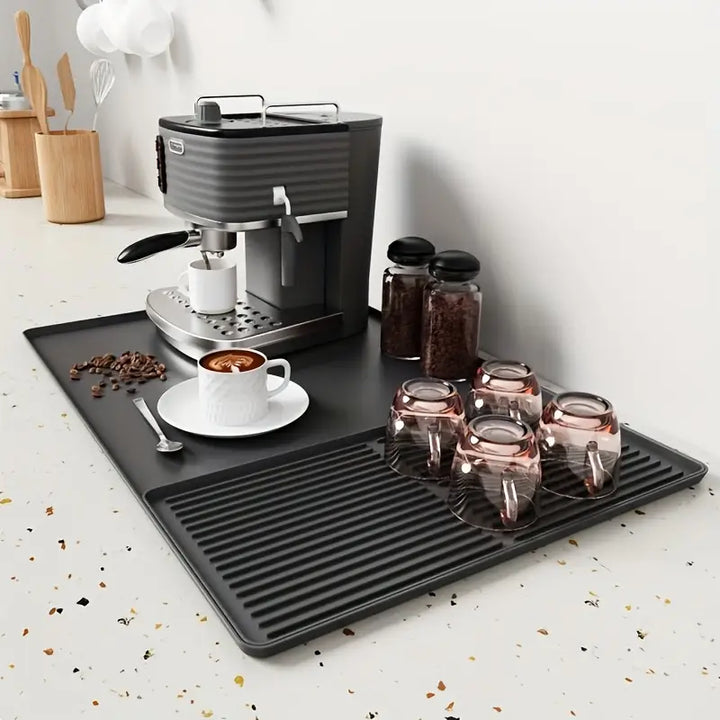 Silicone 2-in-1 Coffee Mat with Drain Tray | Non-slip &amp; Heat-Resistant | 60x40 cm