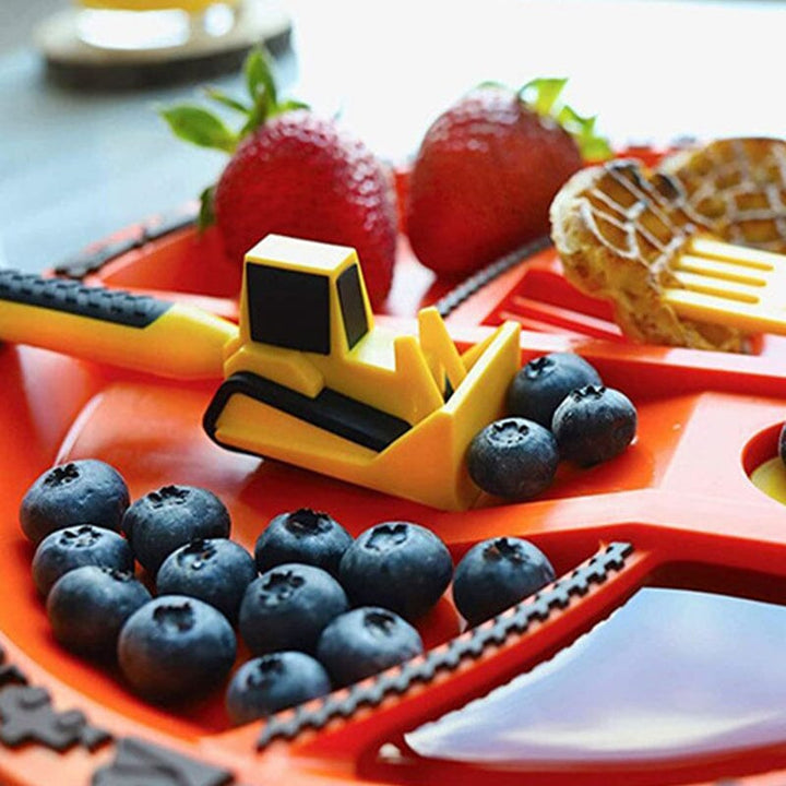 EasySmullers™ | Children's Excavator Cutlery &amp; Plate Set | Mealtime Fun for Kids
