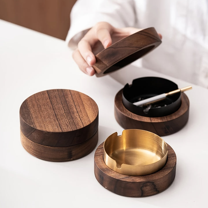 Walnut Ashtray | Windproof ashtray with a stylish design