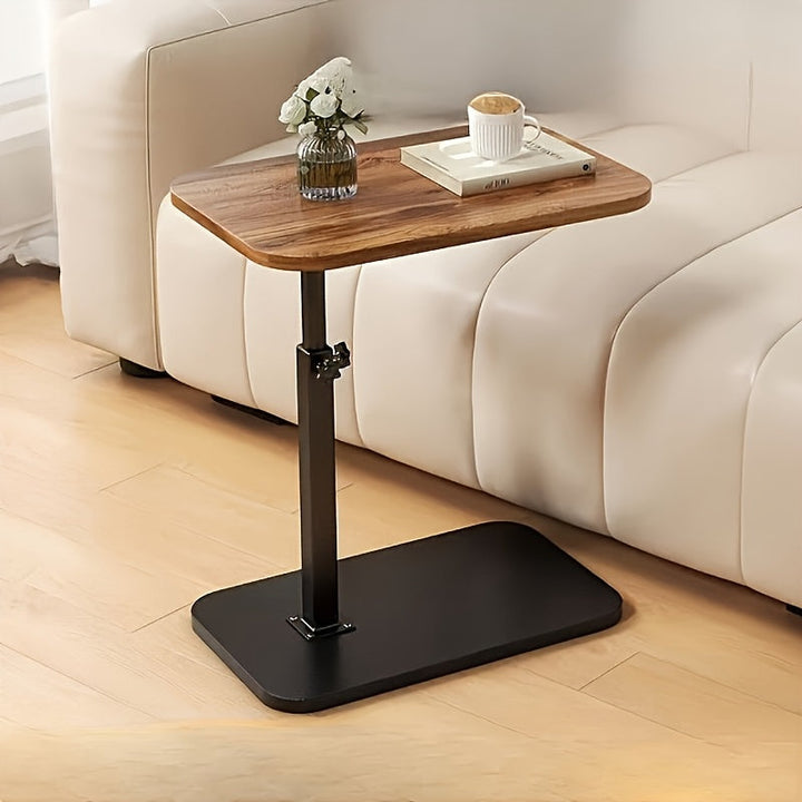 Adjustable Side Table | Wood and Metal | Height Adjustable for Sofa or Bed
