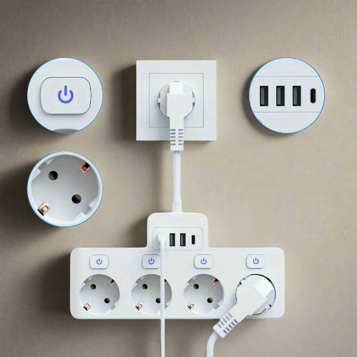 PowerHub Adapter | Efficient power solution with 4 outlets and USB ports 