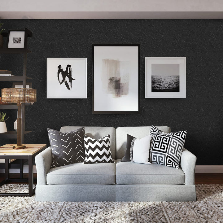 Nero Graffiato | Self-adhesive PVC Wallpaper Black