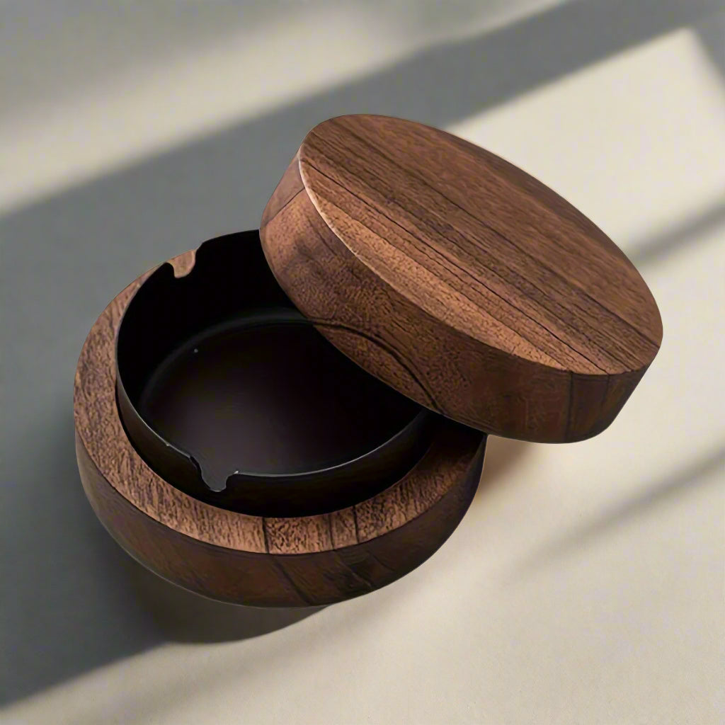 Walnut Ashtray | Windproof ashtray with a stylish design