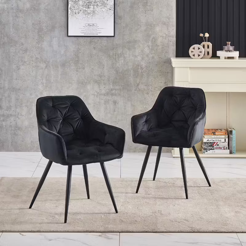 Modern Dining Chair | Velvet Upholstery &amp; Metal Legs