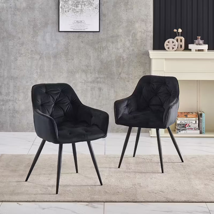 Modern Dining Chair | Velvet Upholstery &amp; Metal Legs