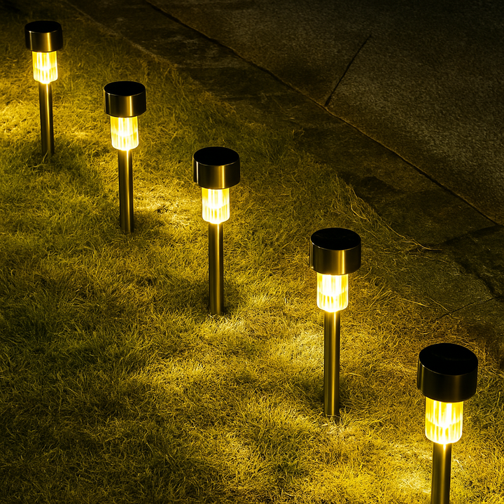 Solar LED Outdoor Lighting | Stainless Steel Garden Stake | 32 cm High