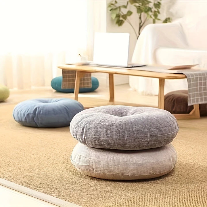 Japandi Linen Floor Cushion | Round, 40 cm, Removable Cover
