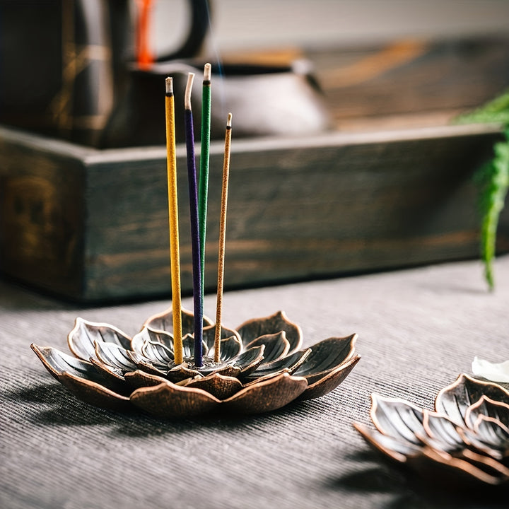 Brass Lotus Incense Burner | Elegant diffuser with removable ashtray