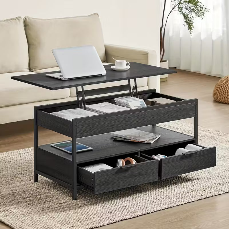 Modern Farmhouse Coffee Table | Lift-Top Design with Storage Drawers