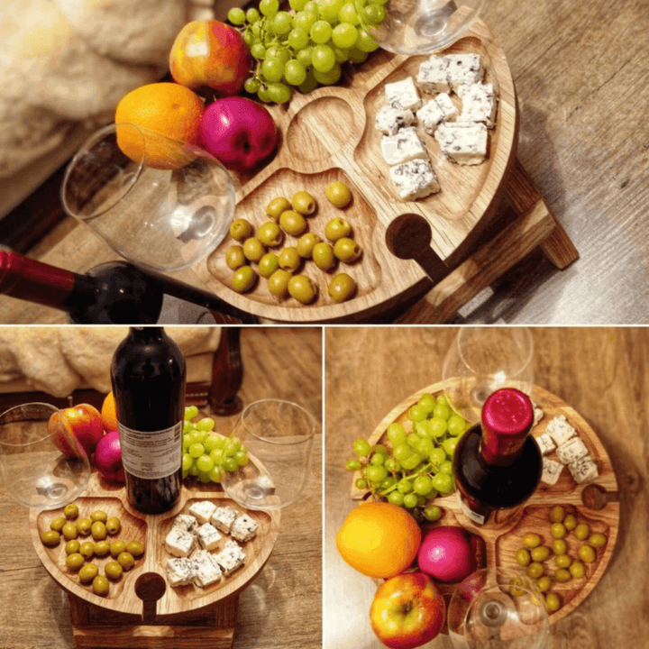 Dolce Folding Table | Portable Wooden Wine Table | Luxury 2-in-1 Wine &amp; Cheese Board