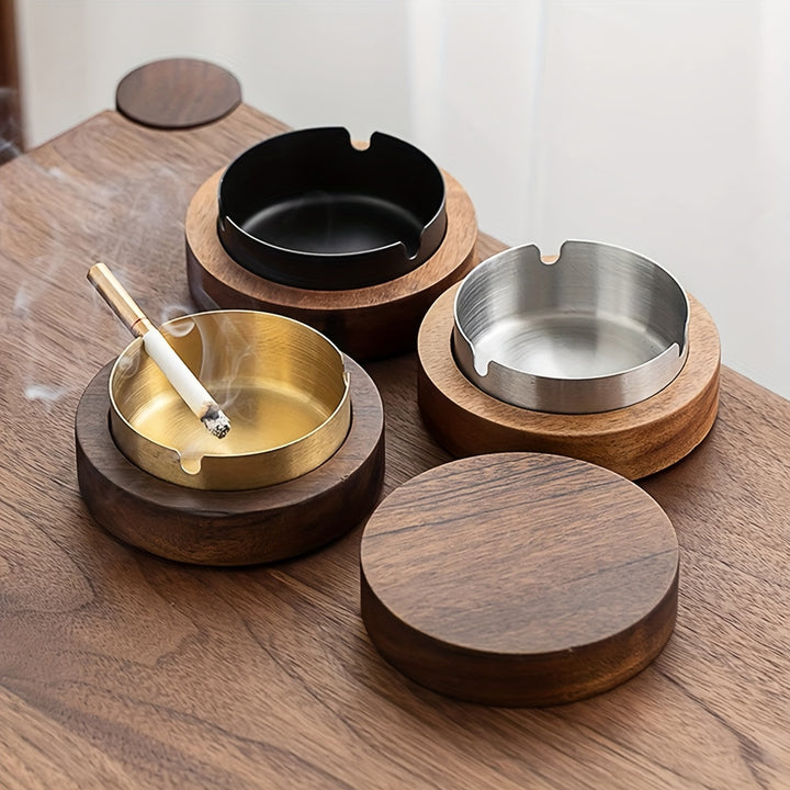 Walnut Ashtray | Windproof ashtray with a stylish design