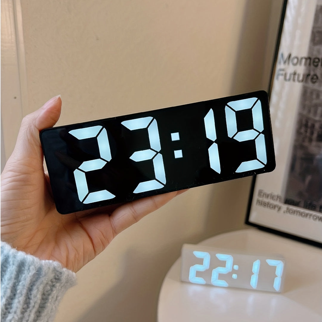 Modern Digital LED Clock with Temperature Display | Dimmable &amp; 12/24-Hour Display
