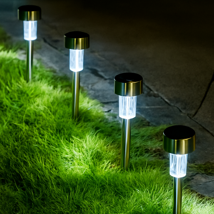 Solar LED Outdoor Lighting | Stainless Steel Garden Stake | 32 cm High