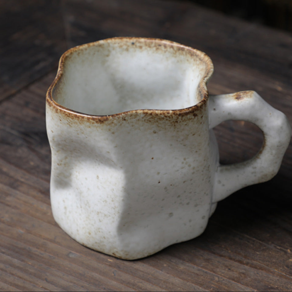Twisted Ceramic Mug – Handmade Retro Cup (280ml)