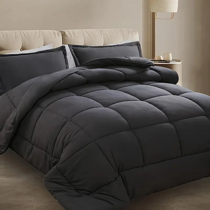 CozyWeave | Dark Gray 3-Piece Quilted Duvet with Pillowcases