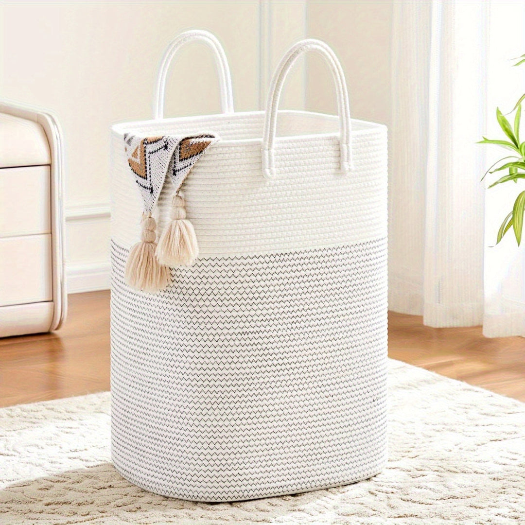 HomeWeave™ XL Cotton Storage Basket | 100L Laundry &amp; Toy Basket with Handles