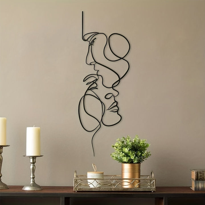 Minimalist Wall Art | Modern black iron face sculpture
