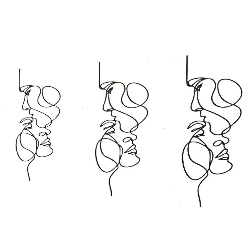 Minimalist Wall Art | Modern black iron face sculpture