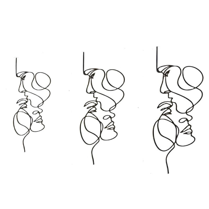 Minimalist Wall Art | Modern black iron face sculpture