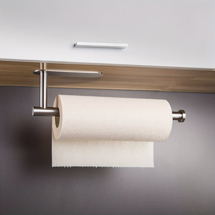 Self-adhesive tissue holder | stainless steel under-cabinet towel holder without drilling