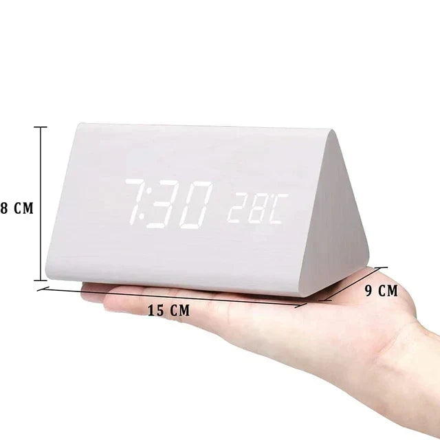 WoodGlow™ Wooden Digital Alarm Clock | LED Display, Voice Control &amp; Temperature Display