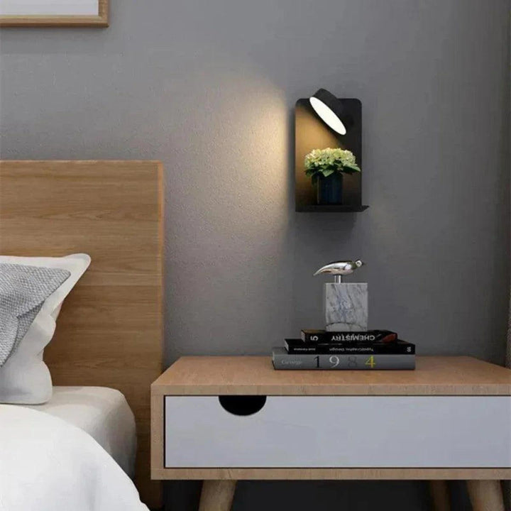 Luminaire | Rotating Wall Lamp with Shelf &amp; USB Charging Station