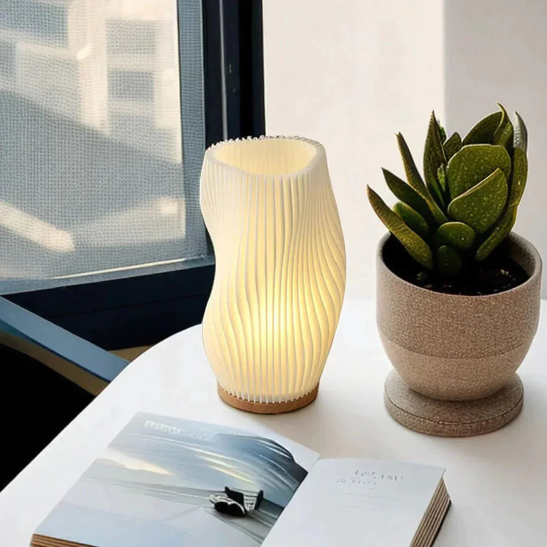 Serene Wavecrest Lamp | Modern Wave-Shaped Table Lamp | Dimmable LED &amp; USB Connection